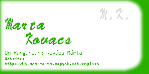 marta kovacs business card