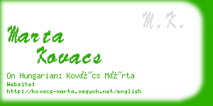 marta kovacs business card